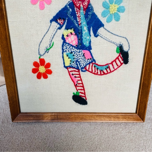 Vintage Framed Embroidered Crewel Rag Doll Set Children’s Nursery - Picture 4 of 9